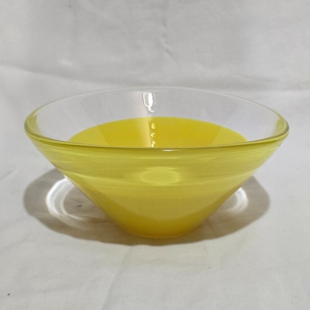 2005 Salviati Glass MURANO Italy Yellow Clear Art Glass Bowl